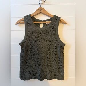 LOFT Dark Green Lace Tank Top